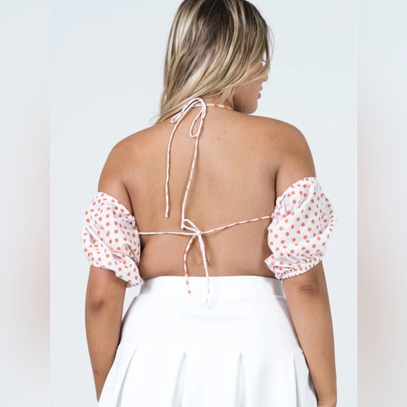 Women’s Princess Polly Pippa White / Red Halter Cold Shoulder Crop Top Size 10 - Picture 4 of 16